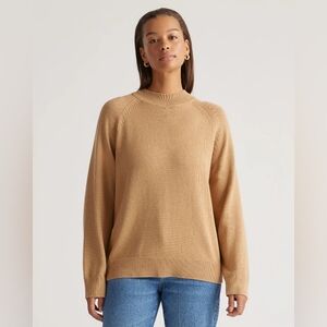 Organic Cotton Mock Neck Sweater in Camel